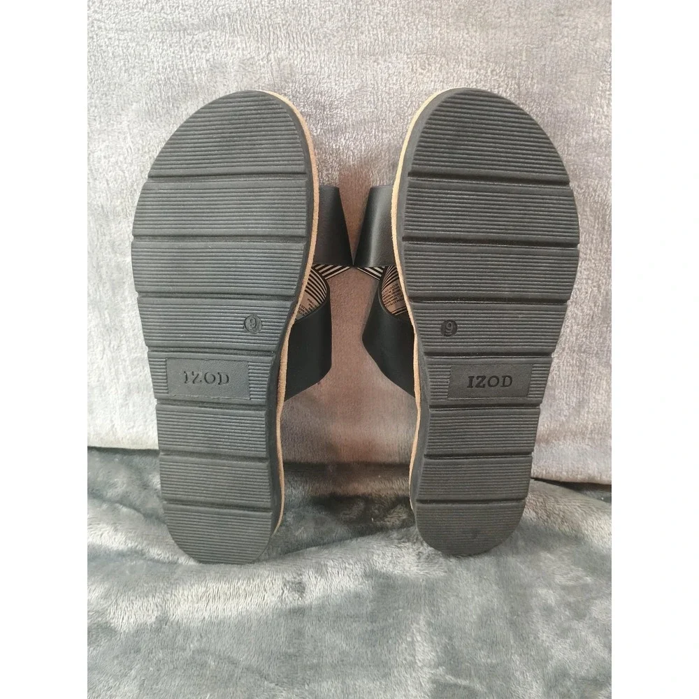 IZOD Womens‎ Alyssa Black 9M Crisscross Strap Slide Sandals